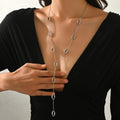 Folds For Y-Necklace Lariat Necklace In Silver Alloy - front view
