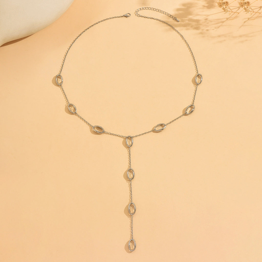 Folds For Y-Necklace Lariat Necklace In Silver Alloy - view 2