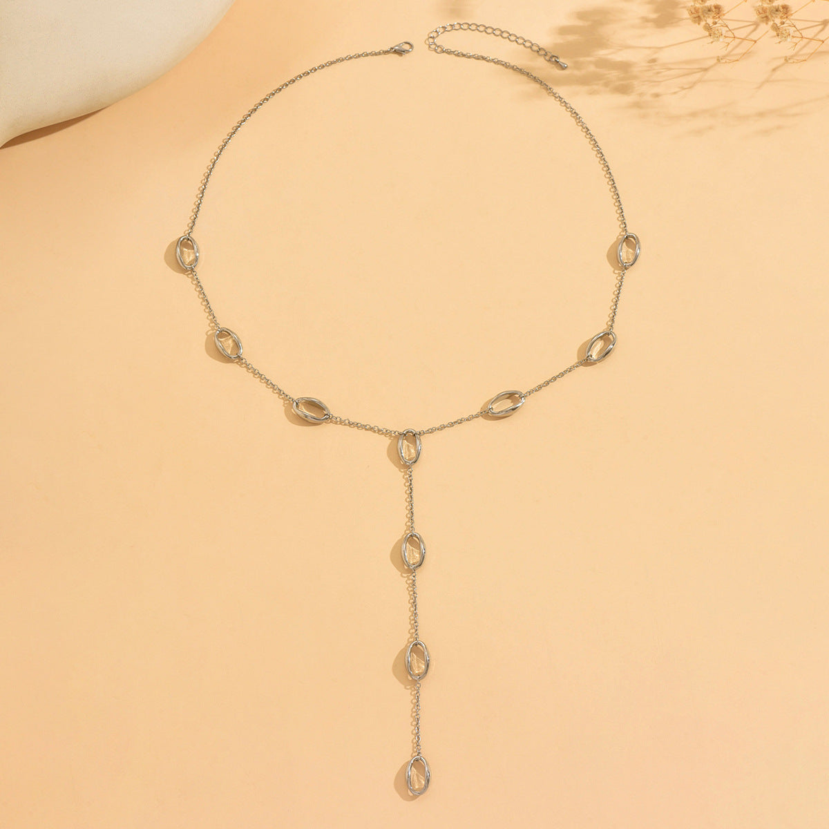 Folds For Y-Necklace Lariat Necklace In Silver Alloy - view 2