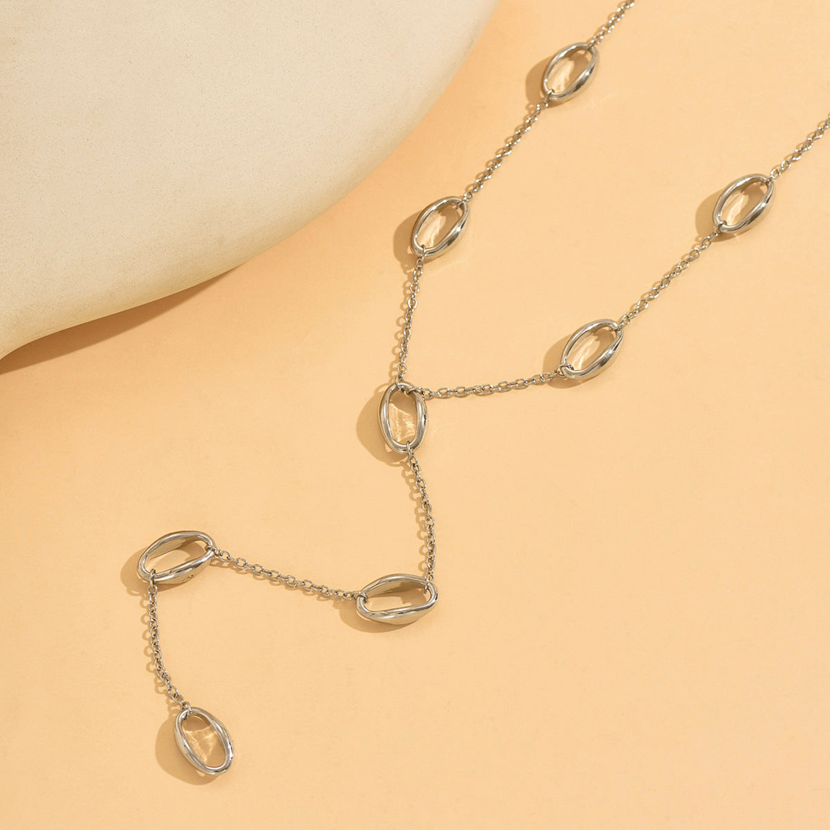 Folds For Y-Necklace Lariat Necklace In Silver Alloy - view 4