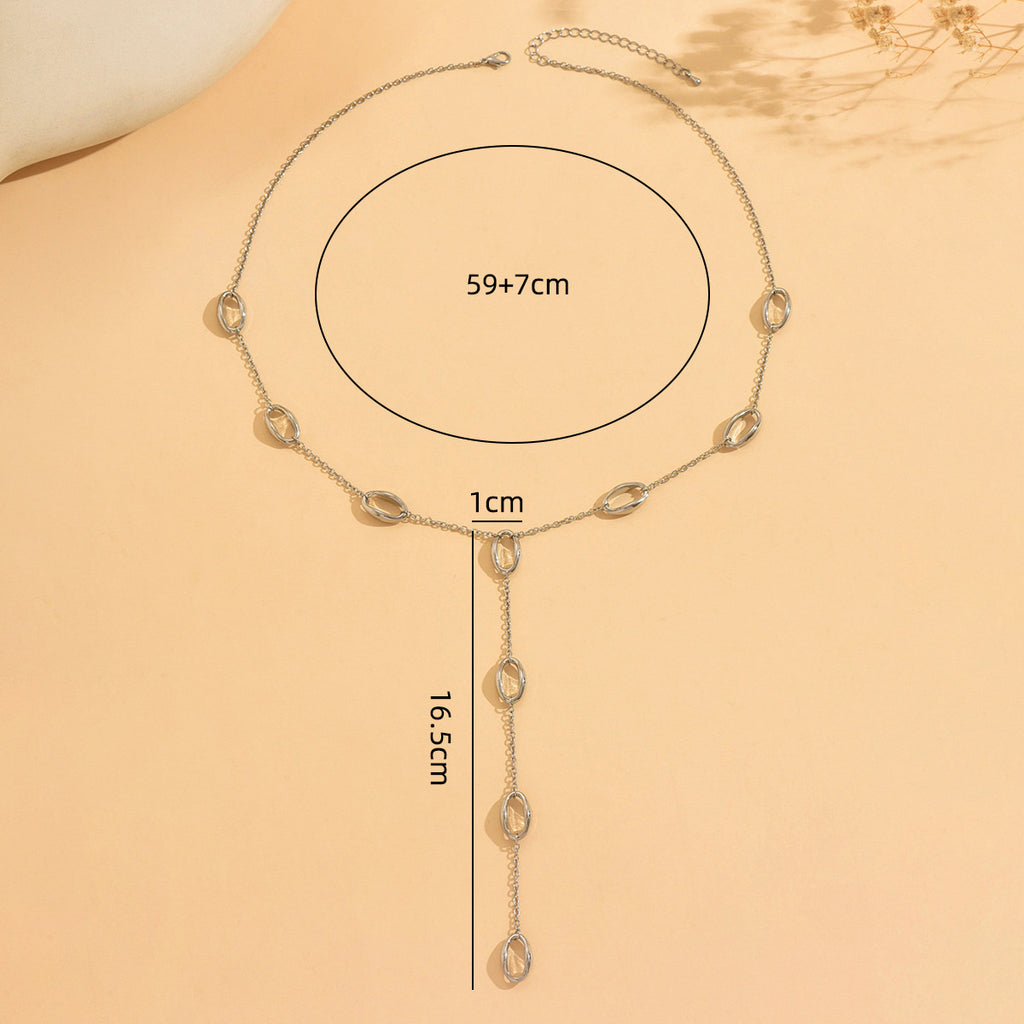 Folds For Y-Necklace Lariat Necklace In Silver Alloy - view 5