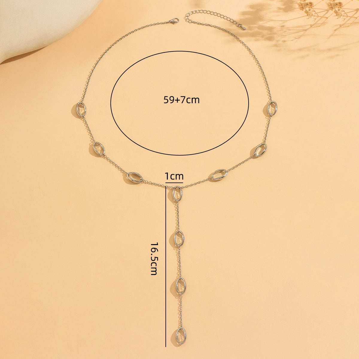 Folds For Y-Necklace Lariat Necklace In Silver Alloy - view 5