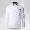 Solid Color Long Sleeve Men's Shirt Featuring Lapel Collar In Classic Style - front view