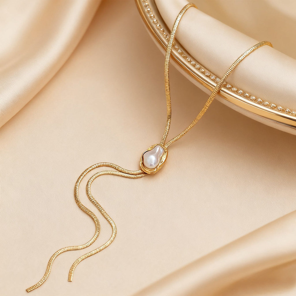 For Golden Alloy Y-Necklace Lariat Necklace With Snake Chain - view 5