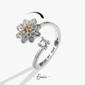 Daisy Spinner Ring For Women In New Style, Copper Material With Zircon Inlay, Anxiety Ring - front view