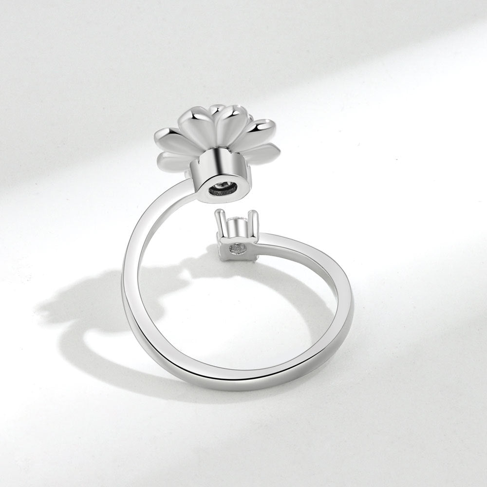 Daisy Spinner Ring For Women In New Style, Copper Material With Zircon Inlay, Anxiety Ring - view 4