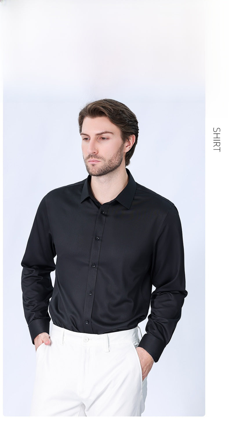 Solid Color Men's Shirt In Modal Fabric Featuring Long Sleeves For Comfortable Wear - view 5