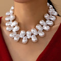 Bohemian Pearl Necklace For Women In Electroplated Alloy Featuring Layered Necklaces Design - front view