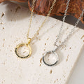 Geometric Pendant Necklace For Unisex Featuring Copper Material With Zircon Inlay On Cable Chain, Stylish Ring Necklace - front view