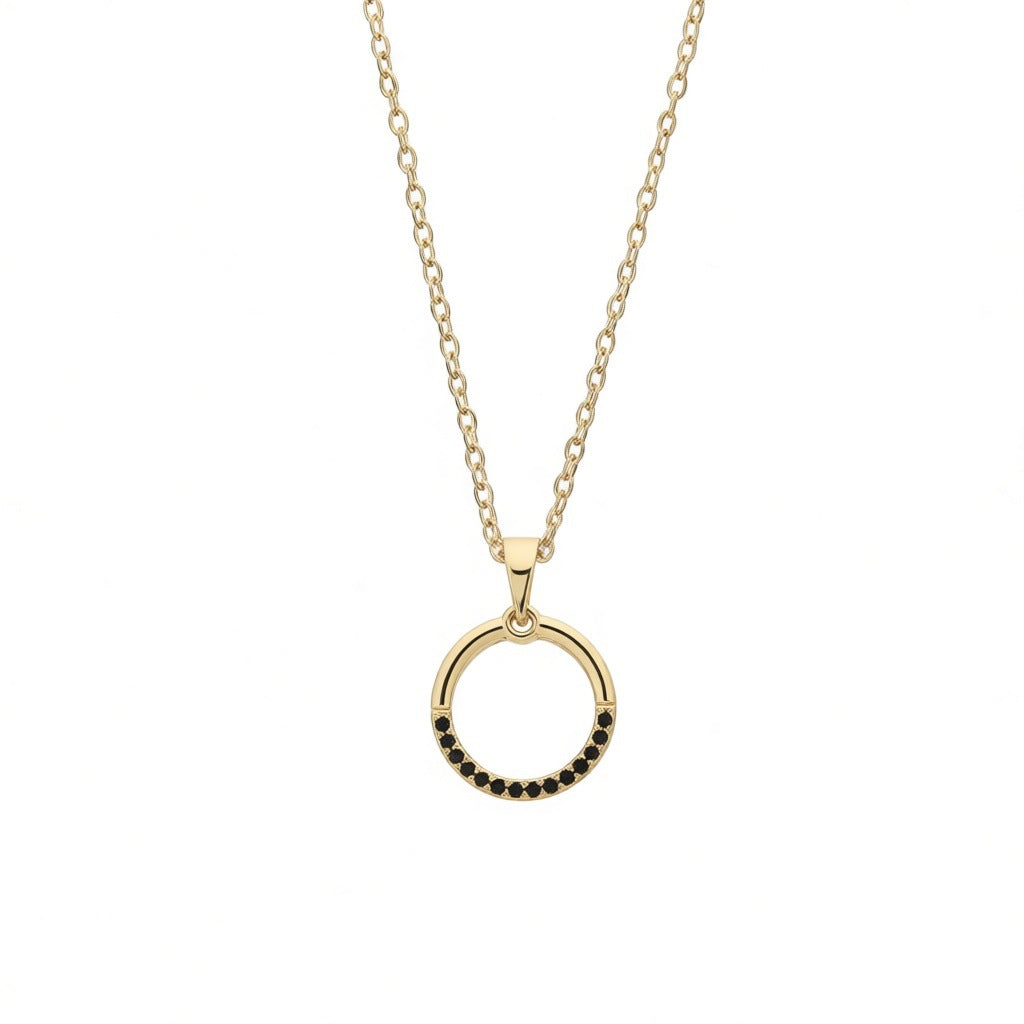 Geometric Pendant Necklace For Unisex Featuring Copper Material With Zircon Inlay On Cable Chain, Stylish Ring Necklace - view 5