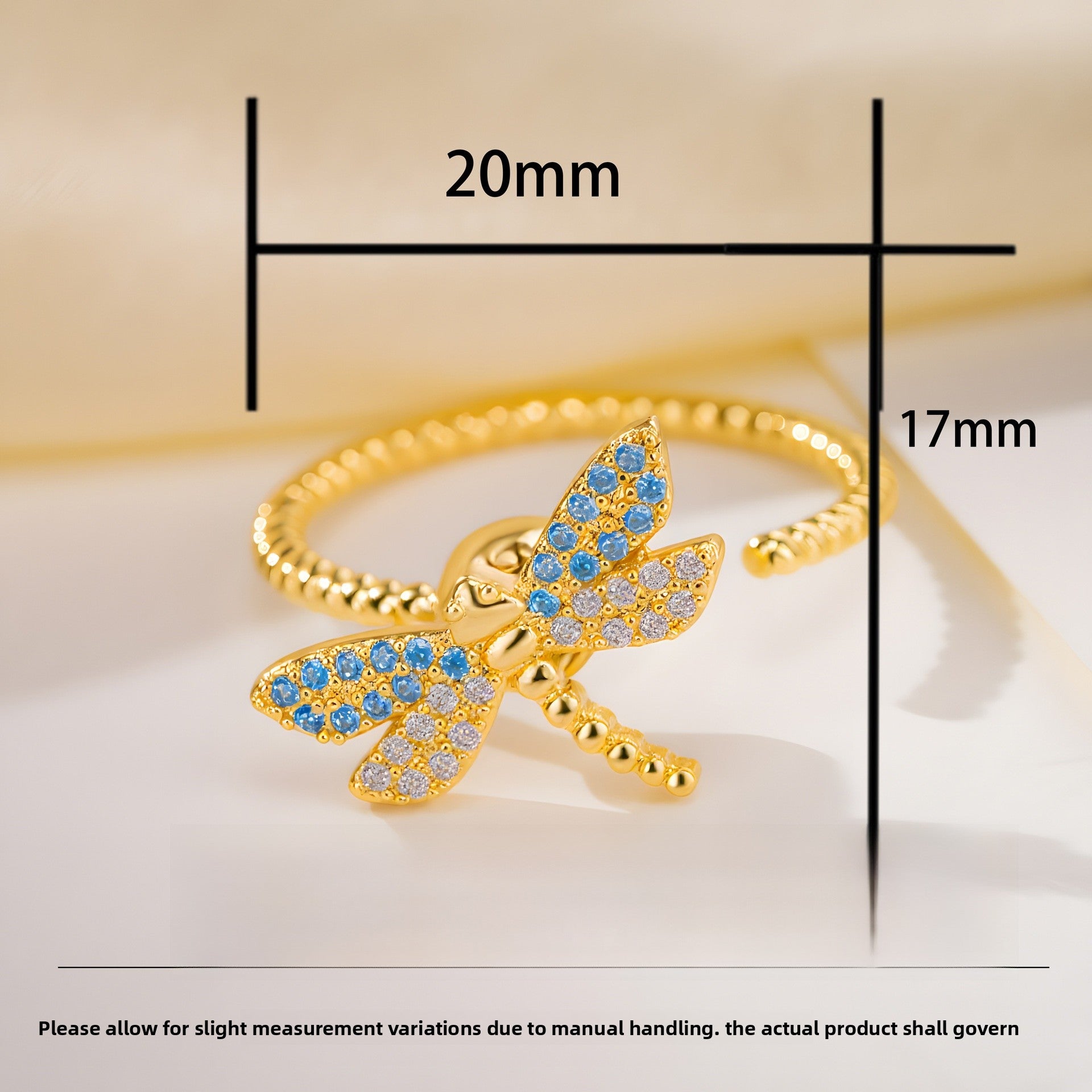 Dragonfly Anxiety Ring For Couples, Pastoral Style Copper Spinner Ring Featuring Zircon Inlay - view 3