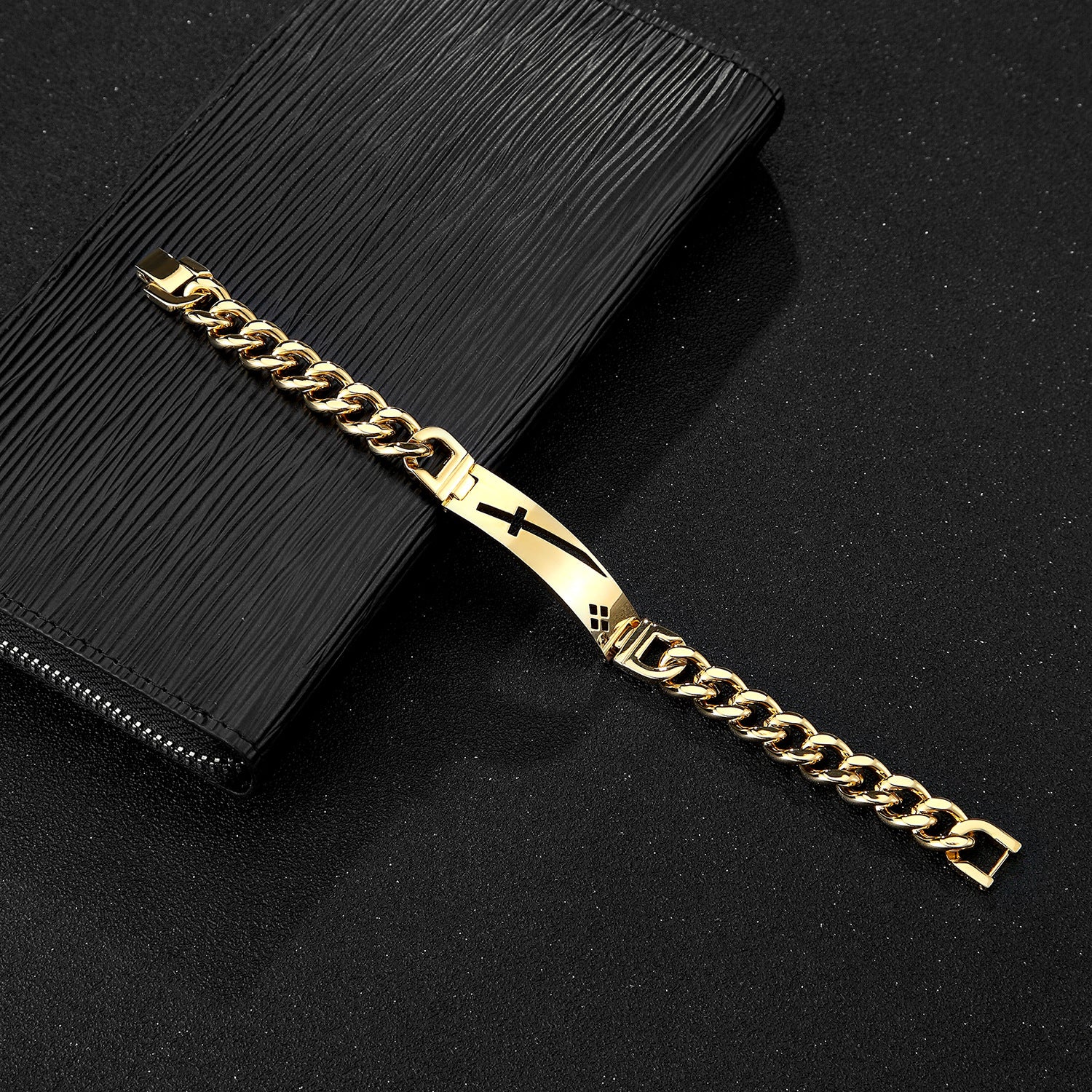 Geometric Men's Bracelets In Steel Color Featuring Electroplated Craftsmanship - view 2