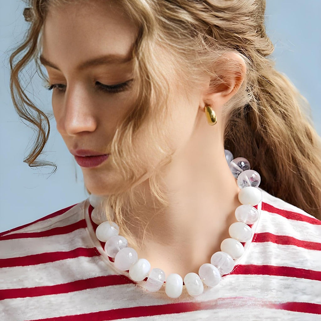 Round Beaded Chain Necklace For Casual Wear Featuring Acrylic Beading In Colour, Unisex Design - view 2