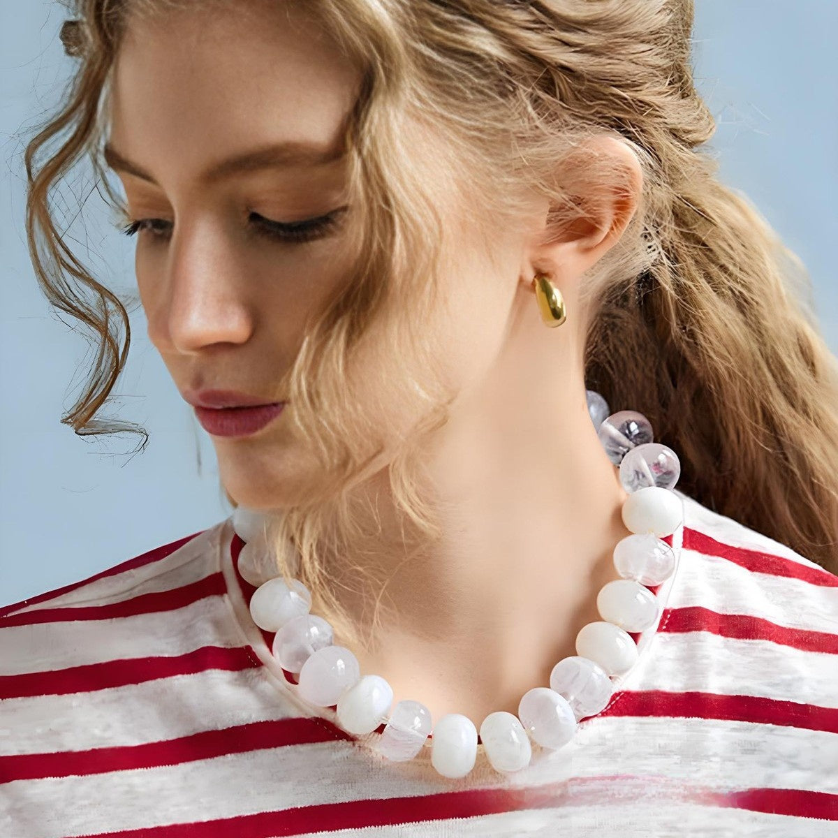 Round Beaded Chain Necklace For Casual Wear Featuring Acrylic Beading In Colour, Unisex Design - view 2