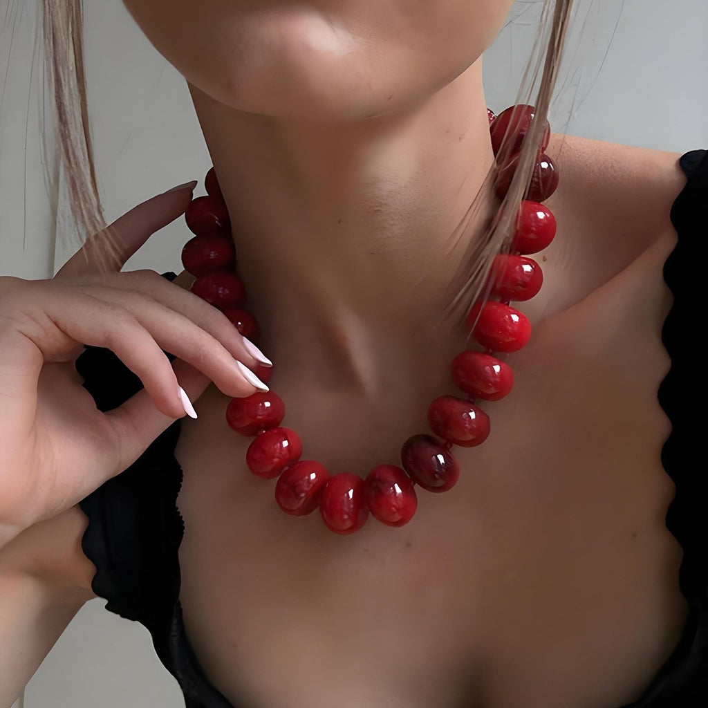 Round Beaded Chain Necklace For Casual Wear Featuring Acrylic Beading In Colour, Unisex Design - view 3