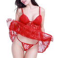 Sexy Solid Color Polyester Women’s Dress With Lace Craft, Stretchy Fabric, Perfect For Intimate Sleepwear - front view
