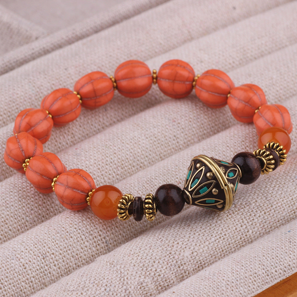 Tribal For Nepal Bracelets Unisex Ethnic Style Beaded Chain Bracelet Featuring Turquoise Inlay Material - view 4