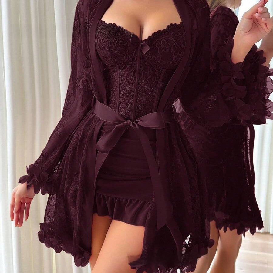 Sexy Women’s Dress Lingerie In Gauze Fabric With Delicate Lace Craftsmanship For Elegant Intimate Wear - view 4