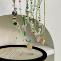 Sweet Heart Shape Beaded Necklace For Women In Colour Plastic, Featuring Tulip Design - front view