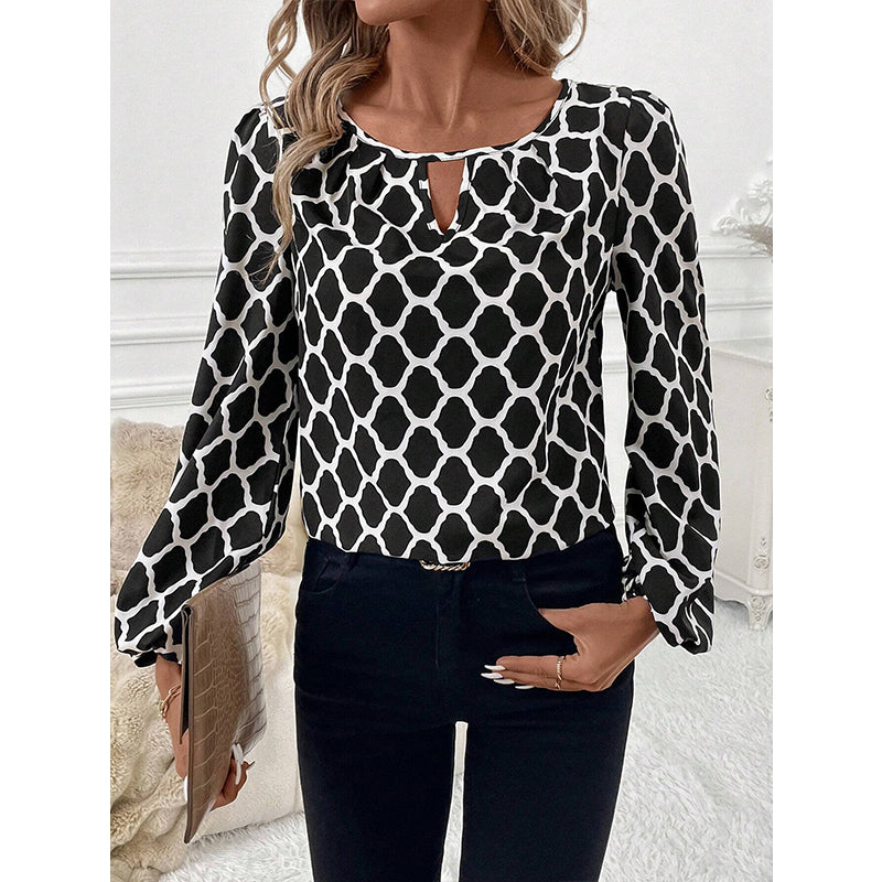 Simple Style Polyester Blouse With Printing, Lace And Chiffon Shirt - view 6