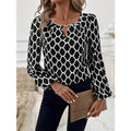 Simple Style Polyester Blouse With Printing, Lace And Chiffon Shirt - front view
