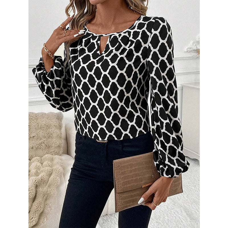 Simple Style Polyester Blouse With Printing, Lace And Chiffon Shirt - view 5