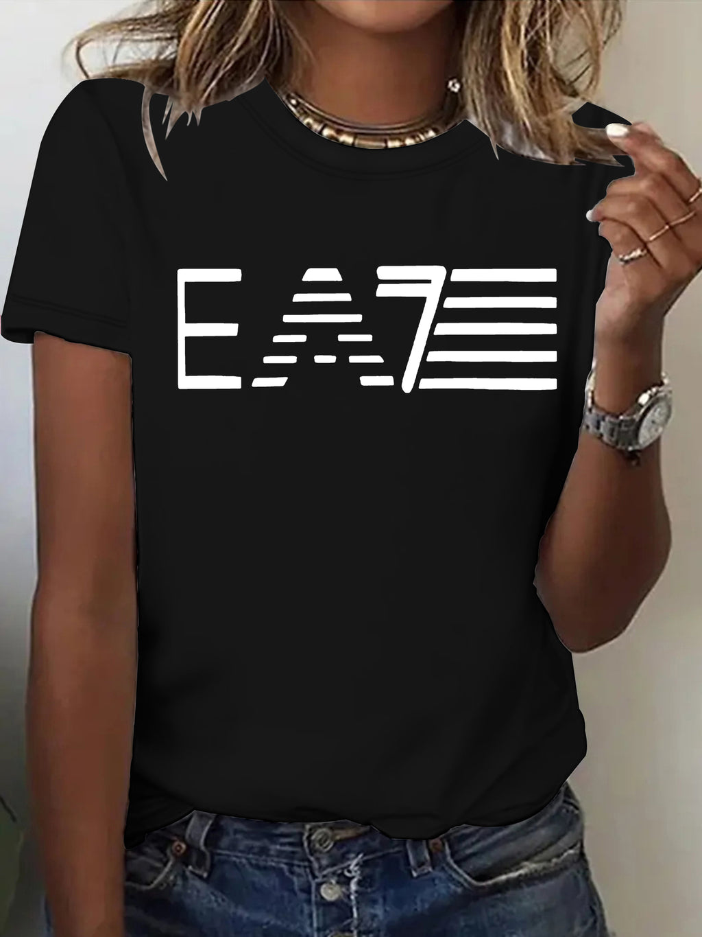 Casual Short Sleeve Rayon T-shirt With Printing, Comfortable And Stylish Women's Top - view 2