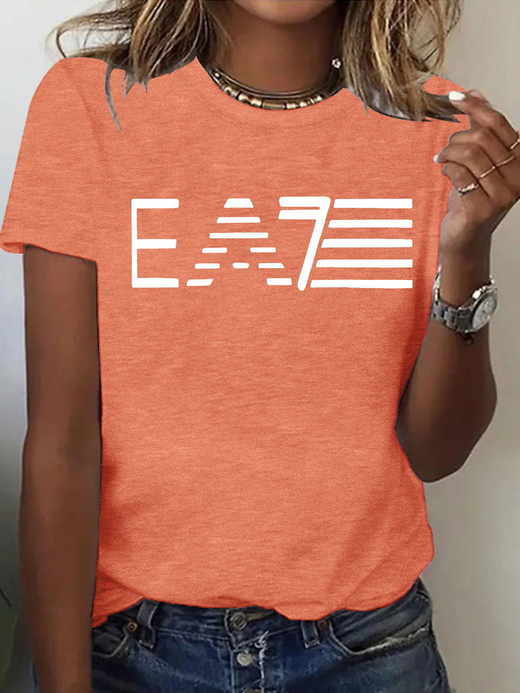 Casual Short Sleeve Rayon T-shirt With Printing, Comfortable And Stylish Women's Top - view 6
