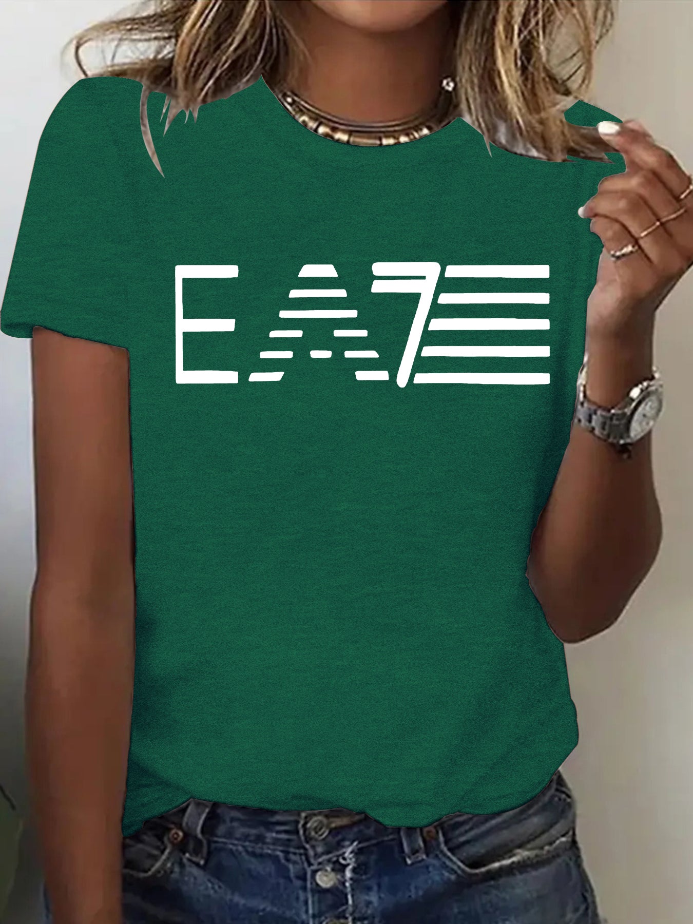 Casual Short Sleeve Rayon T-shirt With Printing, Comfortable And Stylish Women's Top - view 5