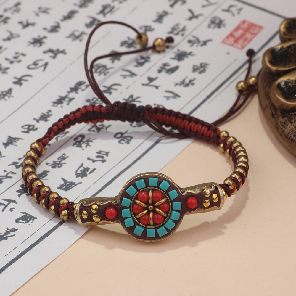 Tribal Braid Nepal Bracelets In Copper, Unisex Ethnic Style Bracelets - view 5