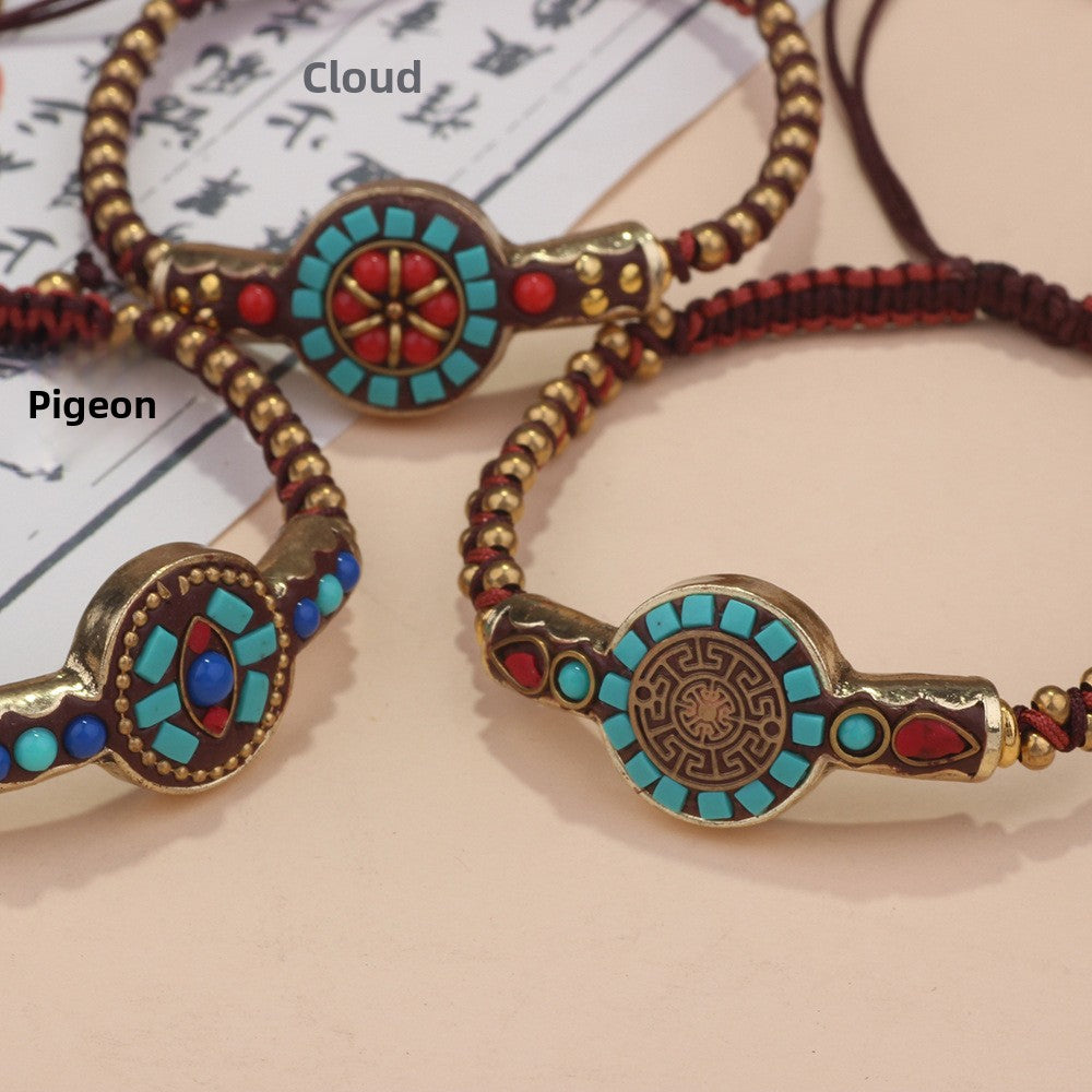 Tribal Braid Nepal Bracelets In Copper, Unisex Ethnic Style Bracelets - view 3