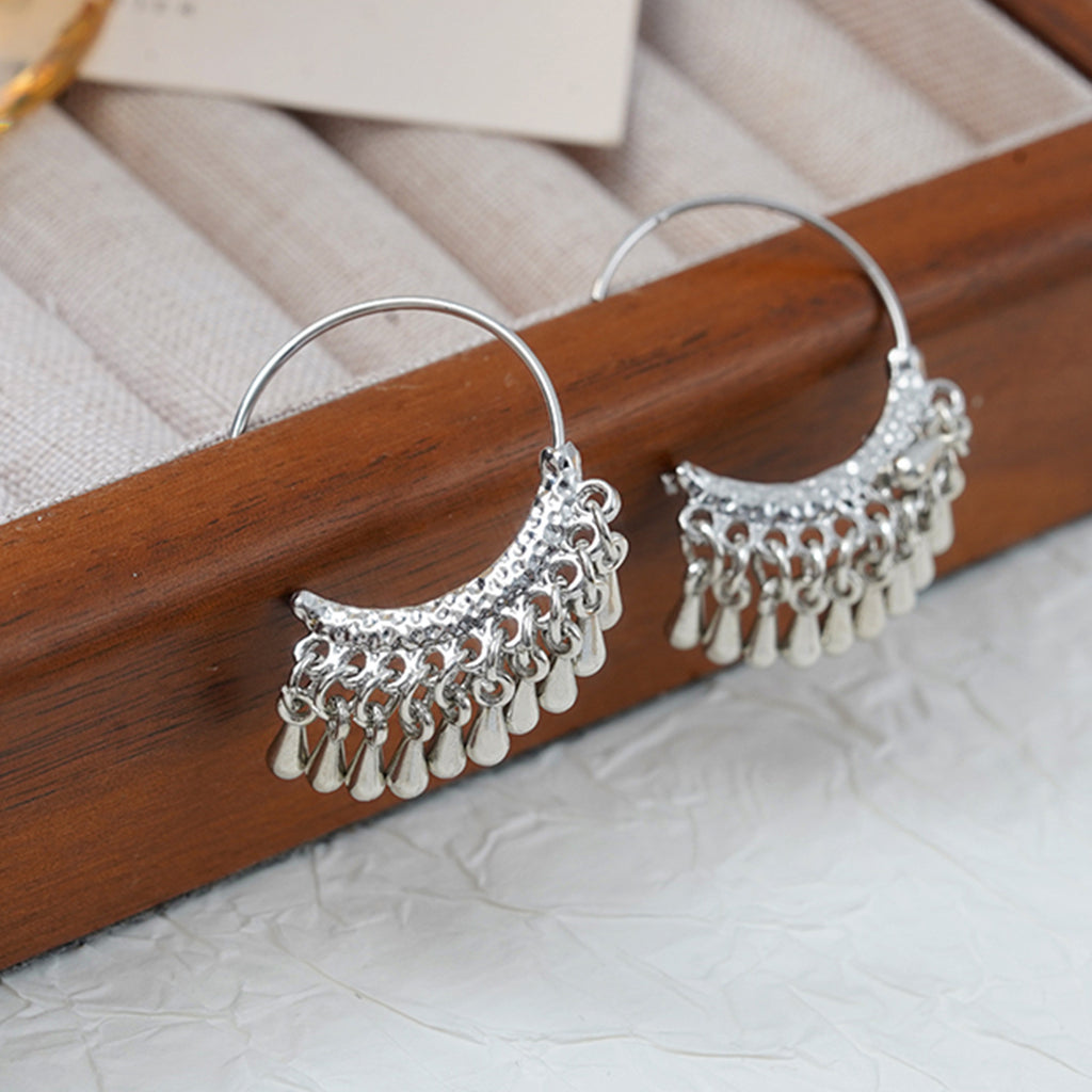 Water Droplets Tassel Ear Hook Earrings For Women In Alloy With Copper Ear Pins, Sweet Style Stud Earrings - view 2