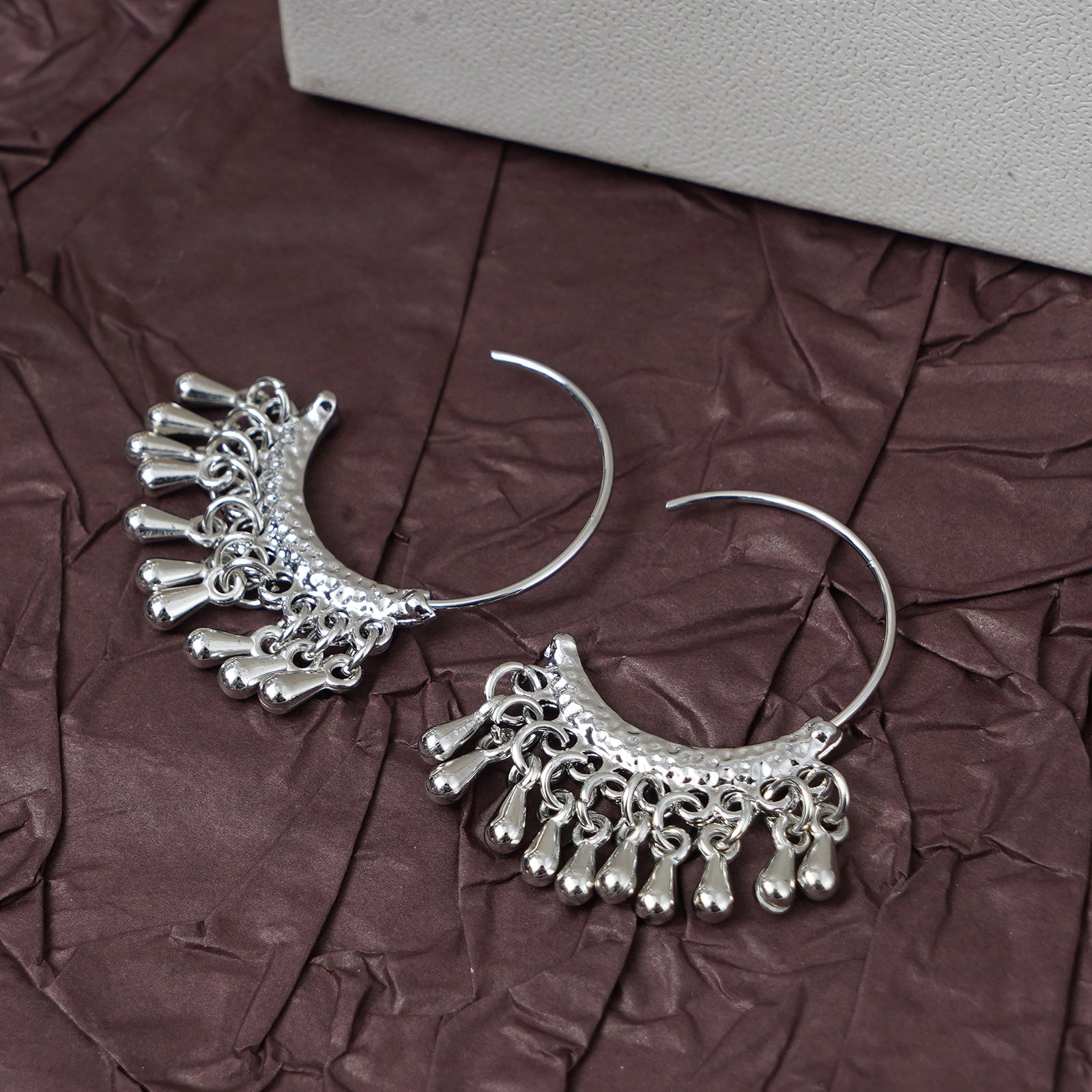 Water Droplets Tassel Ear Hook Earrings For Women In Alloy With Copper Ear Pins, Sweet Style Stud Earrings - view 3