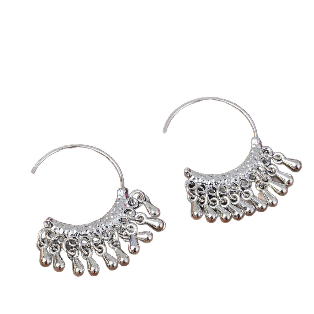 Water Droplets Tassel Ear Hook Earrings For Women In Alloy With Copper Ear Pins, Sweet Style Stud Earrings - view 5