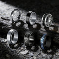 Unisex Double Ring Fidget Ring In 304 Stainless Steel With Electroplated Gold Plating Featuring Rotatable Design - front view