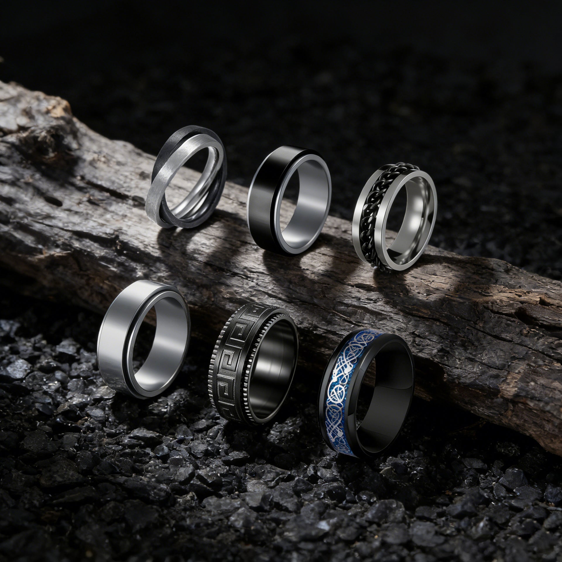 Unisex Double Ring Fidget Ring In 304 Stainless Steel With Electroplated Gold Plating Featuring Rotatable Design - view 3
