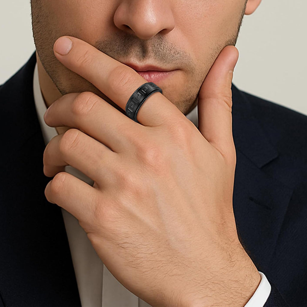 Unisex Double Ring Fidget Ring In 304 Stainless Steel With Electroplated Gold Plating Featuring Rotatable Design - view 4