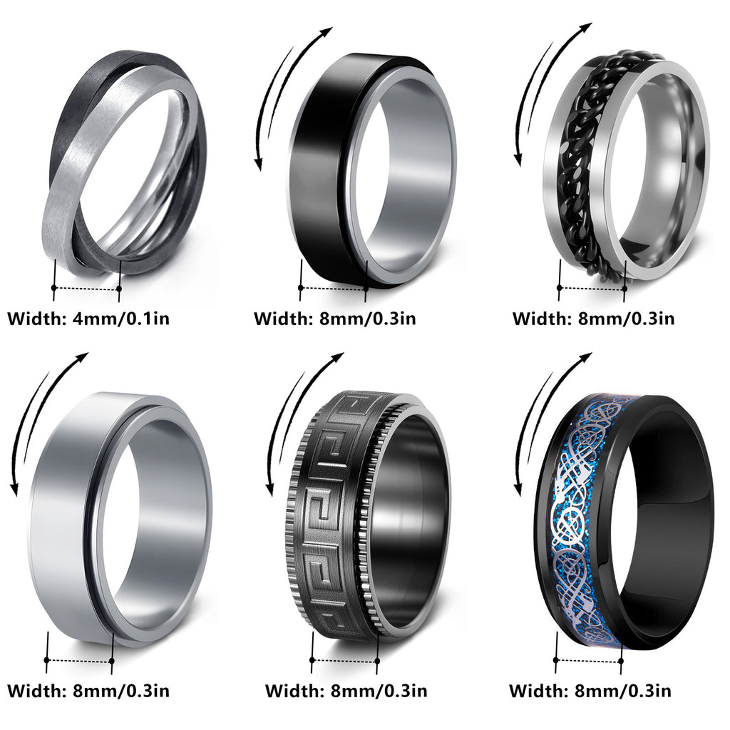 Unisex Double Ring Fidget Ring In 304 Stainless Steel With Electroplated Gold Plating Featuring Rotatable Design - view 5