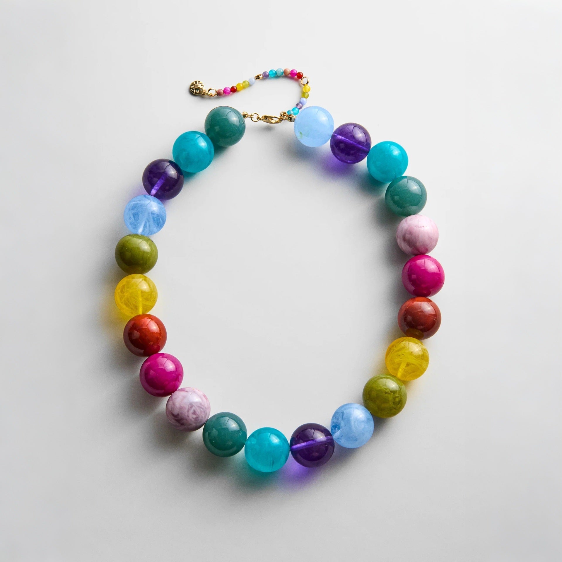 Bohemian Round Beaded Acrylic Necklace For Women With Multicolor Beaded Chain - view 6