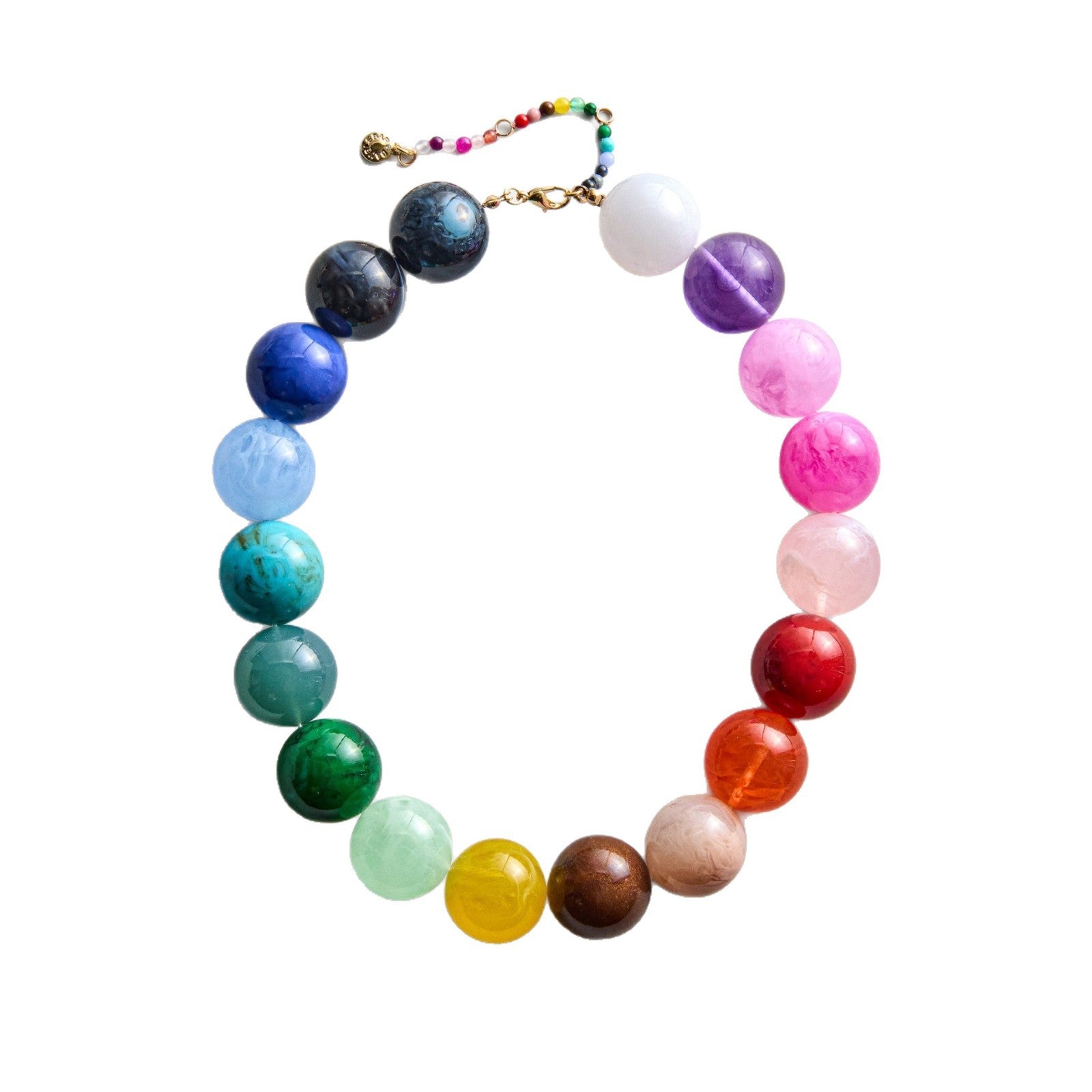 Bohemian Round Beaded Acrylic Necklace For Women With Multicolor Beaded Chain - view 5