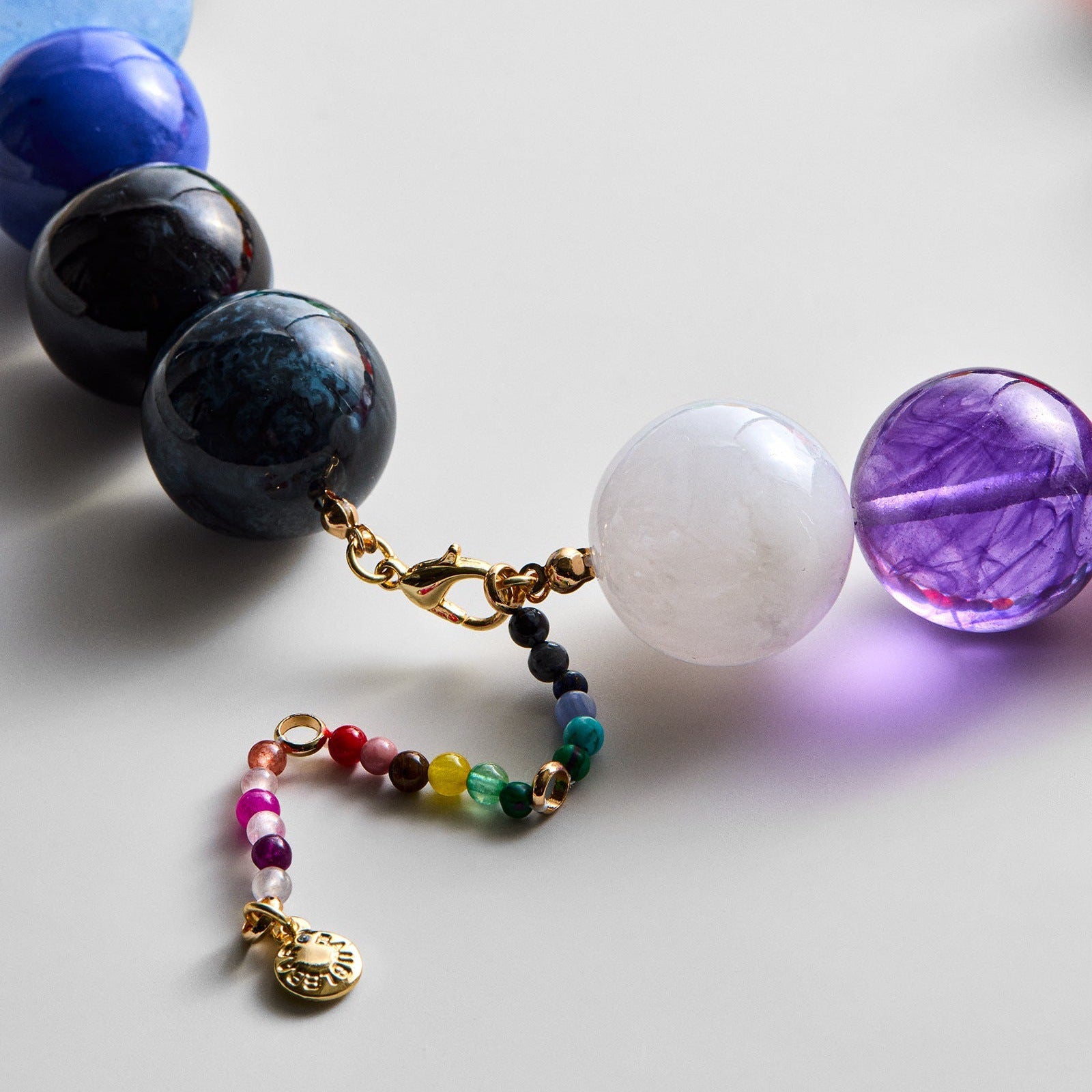 Bohemian Round Beaded Acrylic Necklace For Women With Multicolor Beaded Chain - view 4