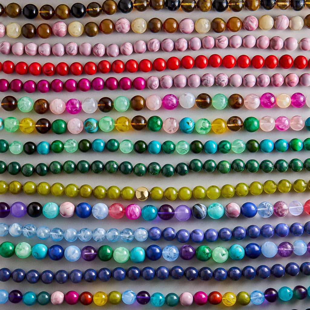 Bohemian Round Beaded Acrylic Necklace For Women With Multicolor Beaded Chain - view 2
