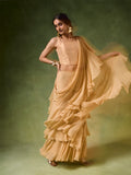 Ruffled Saree Set – Gold