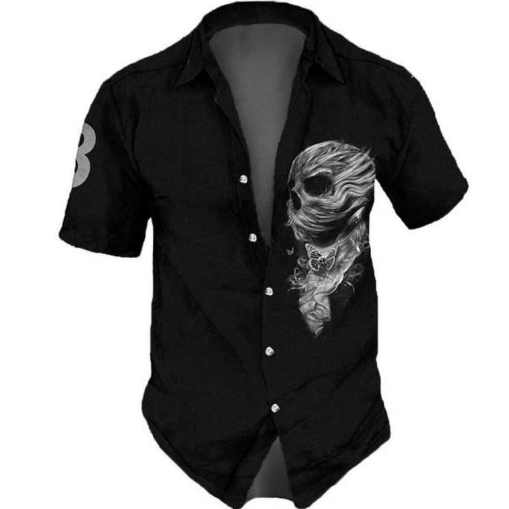 Ditsy Floral Basic Short Sleeve Men's Shirt In Polyester With Printing And Placket - front view