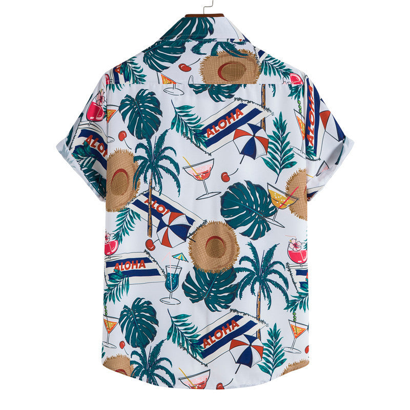 Ditsy Floral Basic Short Sleeve Men's Shirt In 4-Way Stretch Fabric With Printing And Lapel Collar - view 5