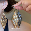Leaves Tassel Earrings For Women With Gold Iron Ear Hooks And 304 Stainless Steel Ear Pins - front view