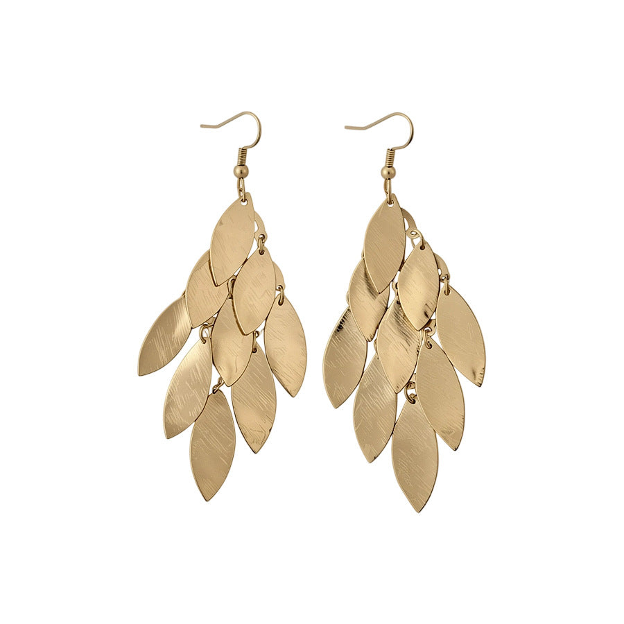 Leaves Tassel Earrings For Women With Gold Iron Ear Hooks And 304 Stainless Steel Ear Pins - view 5
