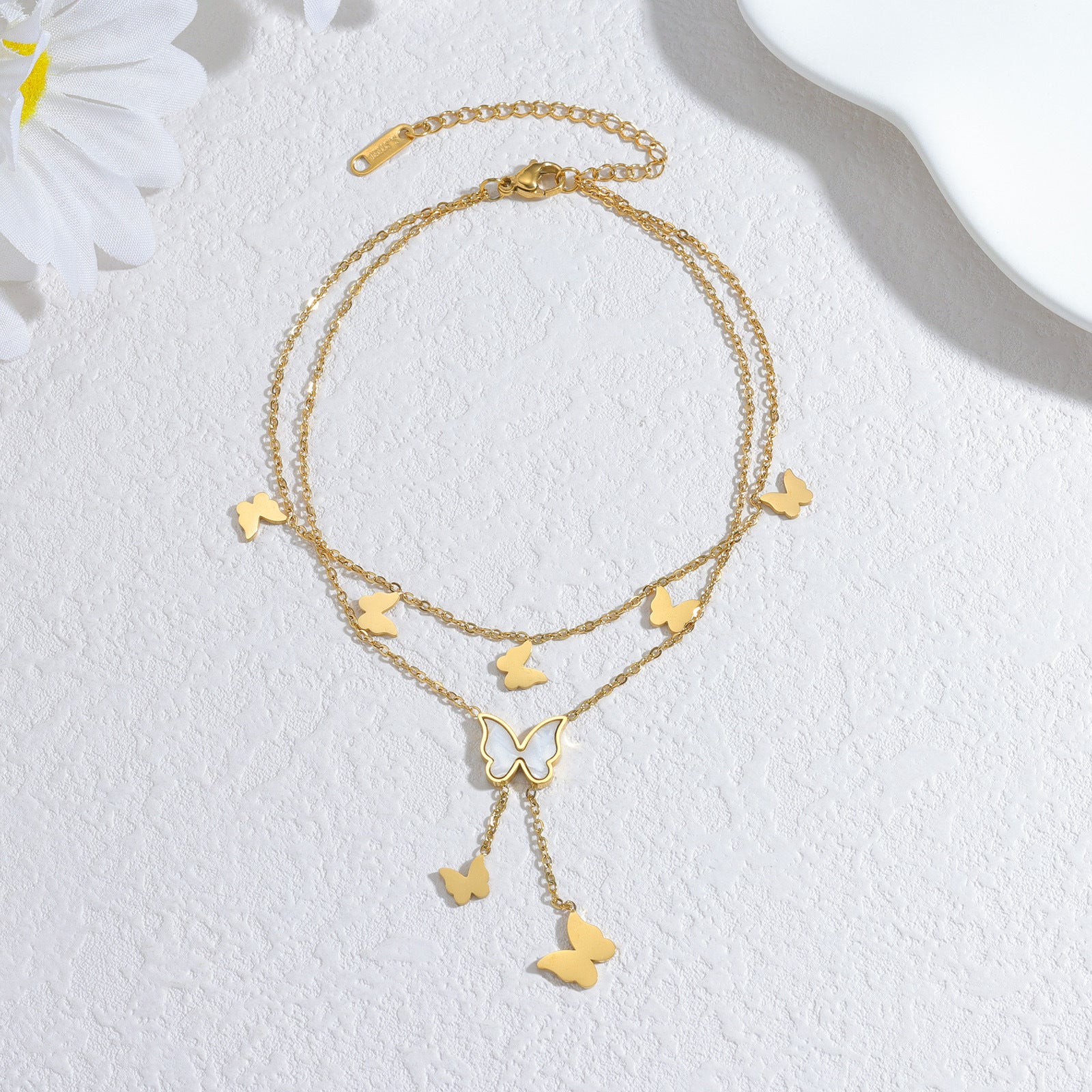 Simple Style Gold Tassel Butterfly Anklet For Women, Made Of Durable Titanium Steel - view 4