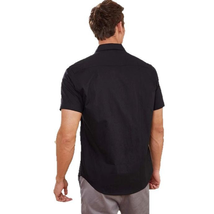 Hip-Hop Stripe Linen Blouse With Embroidery, Short Sleeve Men's Shirt - view 5