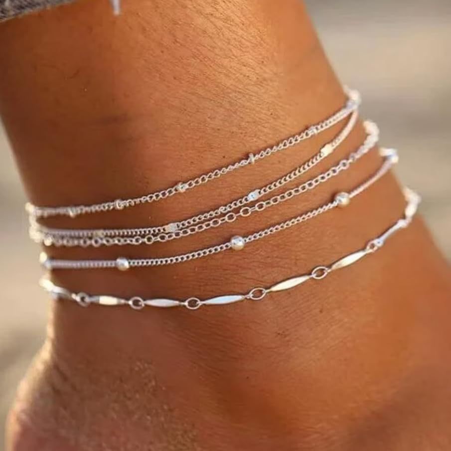 Gold 304 Stainless Steel Women's Anklet Featuring Geometric Design - view 2